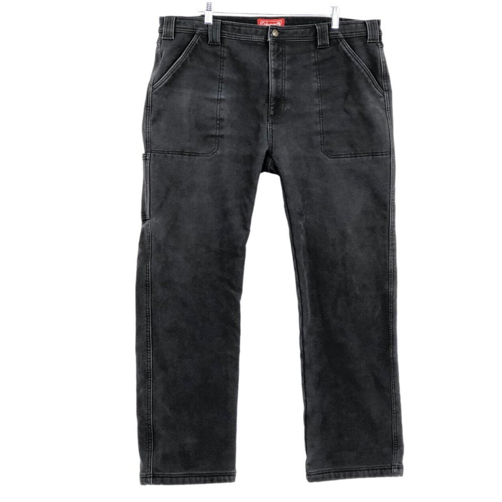 Fleece Lined Carpenter Pants Mens Sz 40X32 Gray Canvas Winter Warm Work Jeans